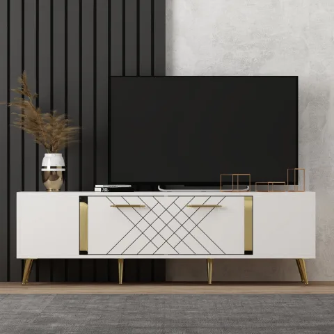Comoda TV 150 X 48.2 X 35 Detas - White, Gold