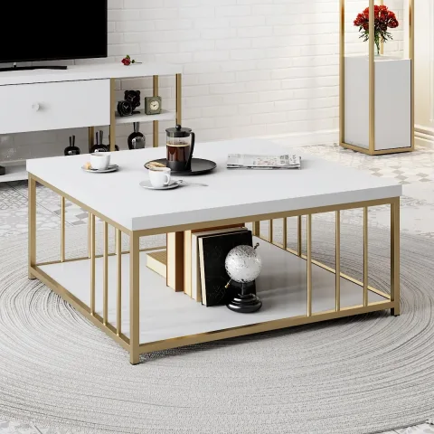 Masa Cafea 90 X 30 X 40 Zenn - White, Gold
