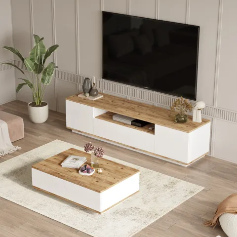 Set Mobilier Living 2 Piese FR17-AW Comanda TV si Masa Cafea
