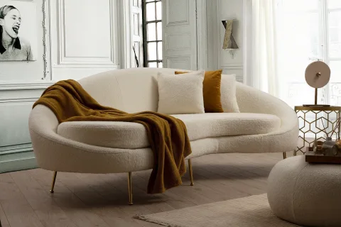 Canapea Tapitata Moderna 3 Locuri Eses - Cream Bouclett 255 X 85 X 120