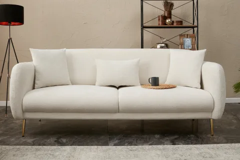 Canapea Tapitata cu 3 Locuri Simena - Cream 210 X 80 X 95
