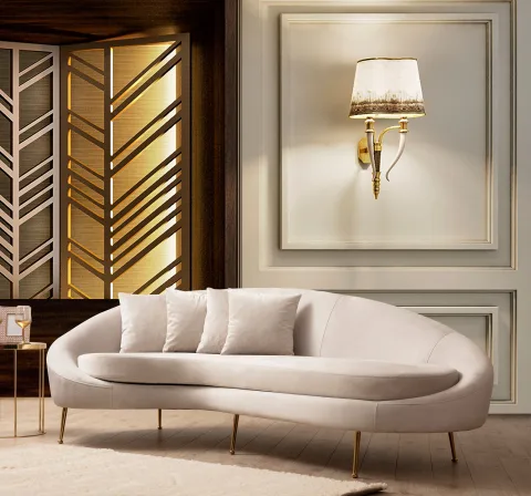 Canapea Tapitata cu 3 Locuri Eses Left - Beige
