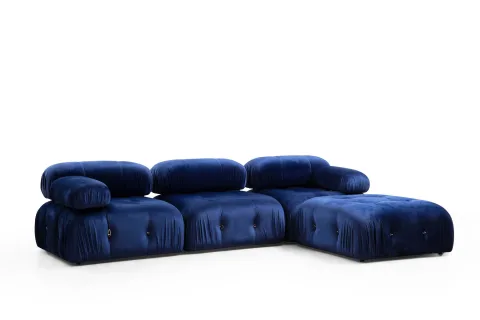 Canapea Tapitata Tip Coltar Bubble Velvet Blue L1-O1-1R-PUF 288 X 190 X 95