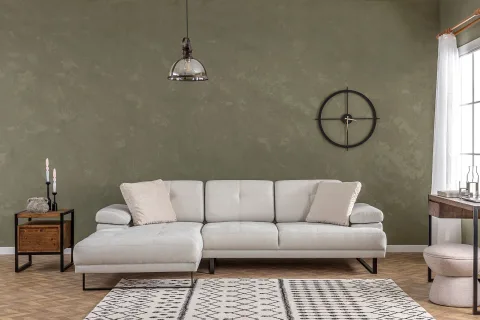 Canapea Tip Coltar Tapitat Mustang Large Left - Beige