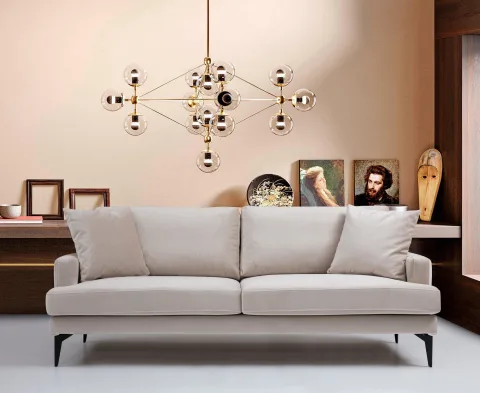 Canapea cu 3 Locuri Papira 3 Seater - Beige 205 X 90 X 88