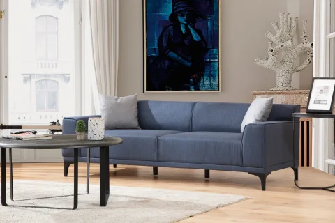 Canapea Tapitata cu 3 Locuri Petra - Blue 212 X 86 X 69
