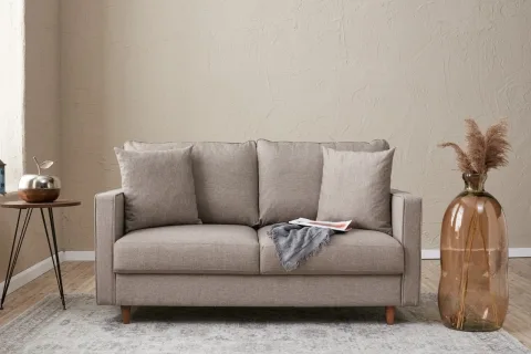 Canapea Tapitata cu 2 Locuri Eva - Cream 155 X 82 X 90