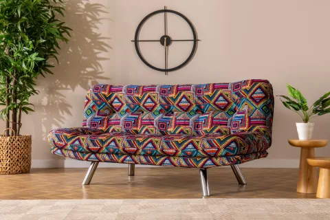Canapea Multicolora Extensibila cu 3 Locuri Misa Small Sofabed - Patchwork