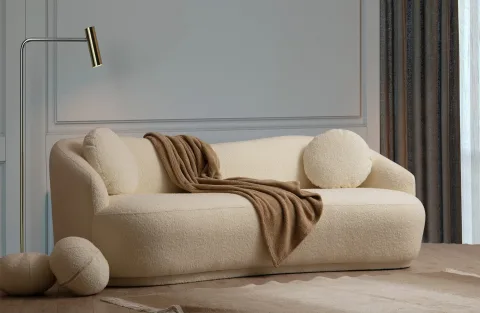 Canapea cu 3 Locuri Ancona - Cream 225 X 76 X 98
