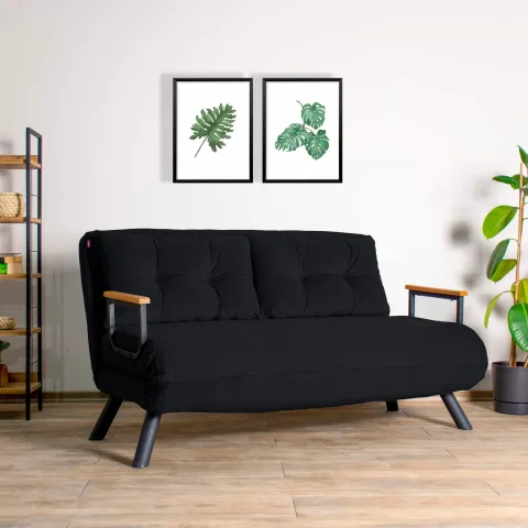 Canapea Extensibila cu 2 Locuri Sando 2-Seater - Black