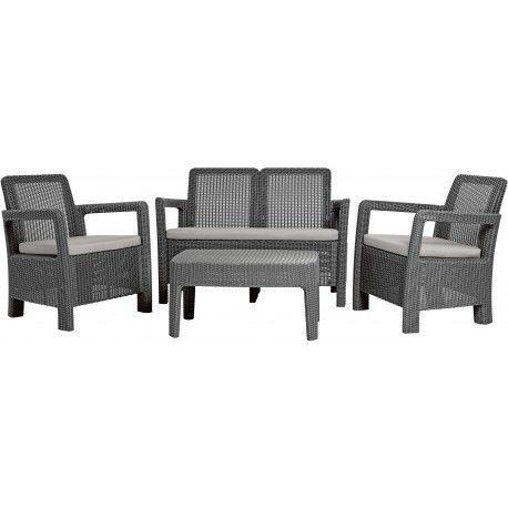 Set mobilier gradina graphite, 2 fotolii, canapea, masuta