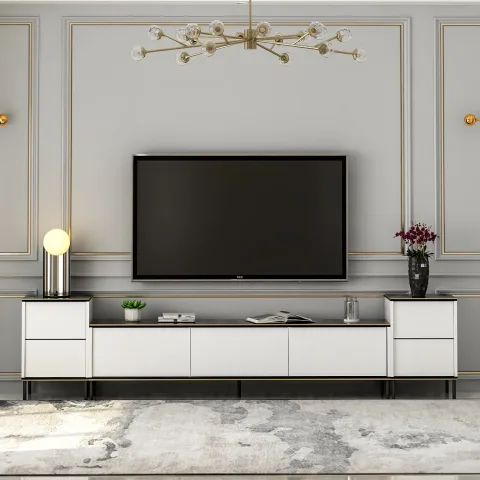 Comoda TV - 2 noptiere 260cm Imaj - Alb