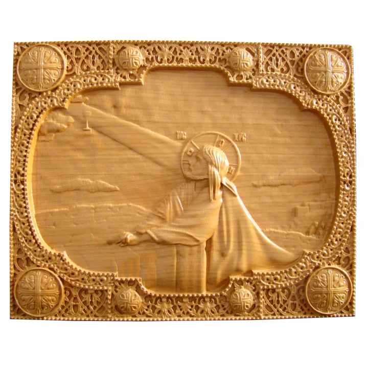 Icoana sculptata Rugaciunea din gradina Ghetsimani, lemn masiv, 31x25 cm