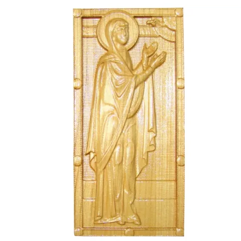 Icoana sculptata Sfanta Proorocita Ana, lemn masiv, Dimensiune 18.5x9 cm
