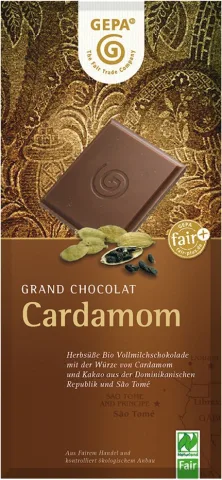 Ciocolata bio cu lapte si cardamom, 100g Gepa