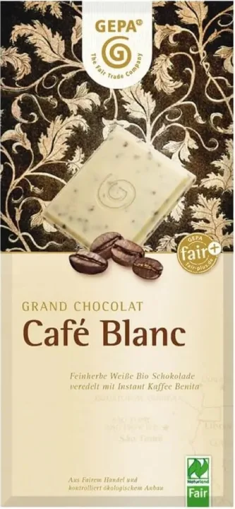 Ciocolata alba cu cafea Cafe Blanc, bio 100g Gepa