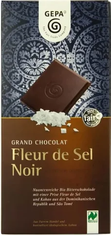 Ciocolata bio neagra Fleur de Sel Noir, 100g Gepa