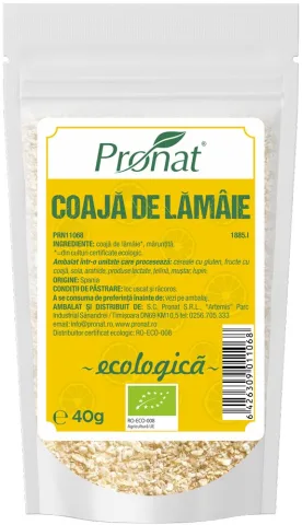 Coaja de lamaie bio, maruntita, 40g Pronat