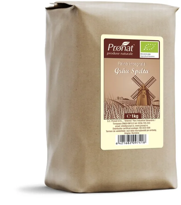 Faina integrala de grau spelta bio, 1kg Pronat