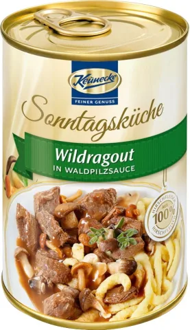 Ragu de vanat in sos de ciuperci salbatice, 400g Keunecke