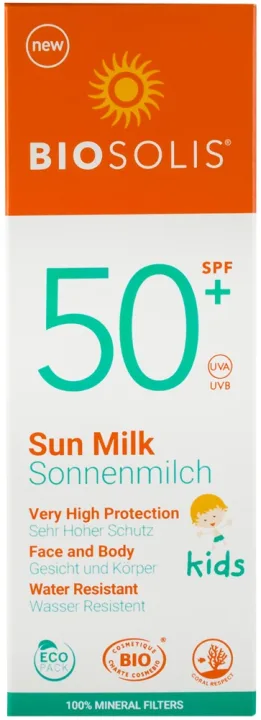 Lapte de soare cu protectie solara pentru copii, SPF 50+, 100ml Biosolis