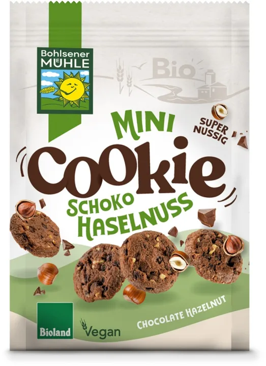 Mini fursecuri bio cu ciocolata si alune, 125g Bohlsener Muhle