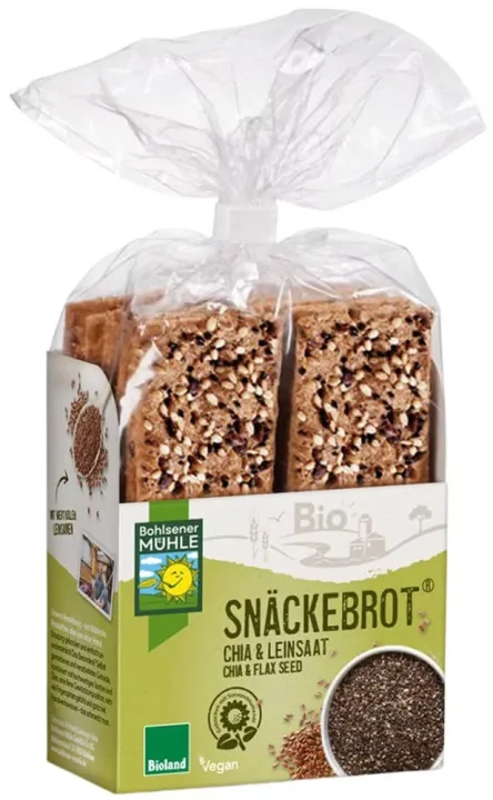 Paine bio crocanta cu chia si seminte de in, 200g Bohlsener Muhle