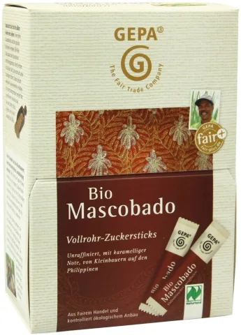 Zahar bio integral din trestie Mascobado, 50 pliculete x 3g (150g) Gepa