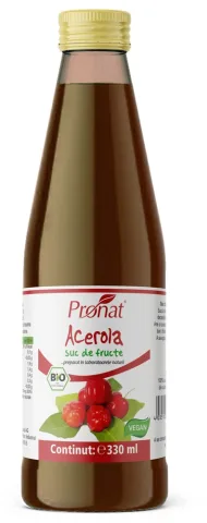 Suc de acerola 100%, bio, 330ml Medicura