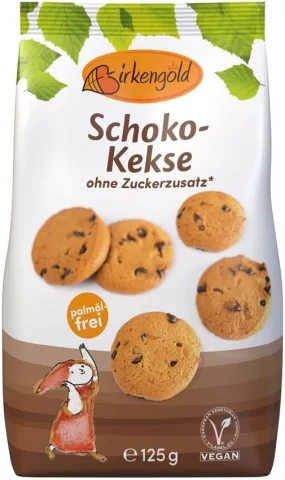 Biscuiti din ovaz cu ciocolata, indulciti cu xylitol 125g Birkengold