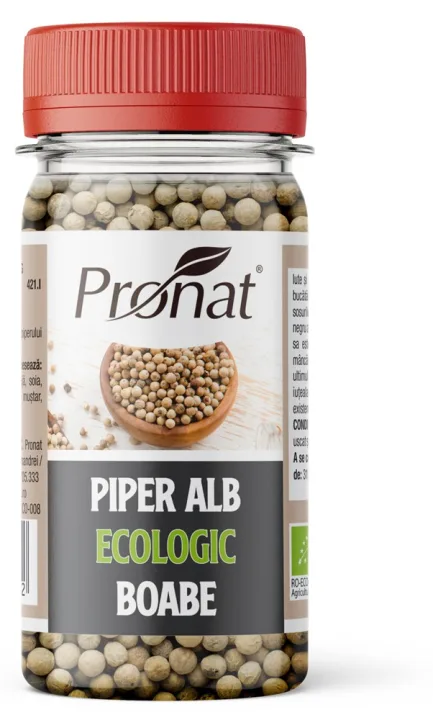 Piper alb boabe, bio, 60g Pronat