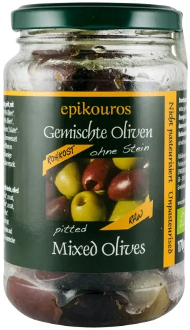 Mix de masline bio, crude, fara samburi, 170g Epikouros