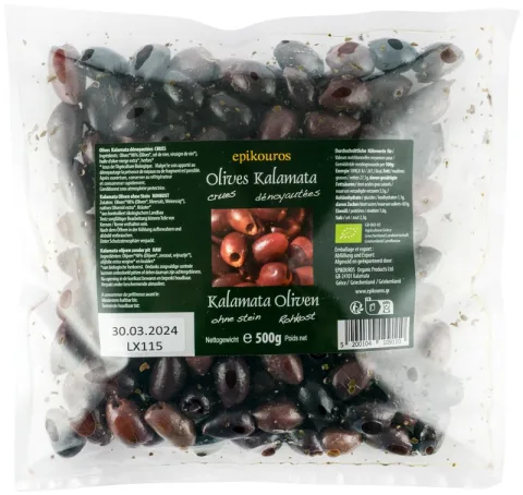 Masline kalamata bio, crude, fara samburi, 500g Epikouros