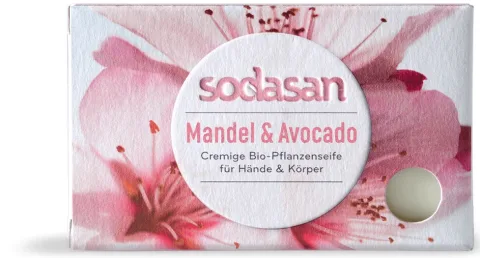 Sapun bio cu migdale si avocado, 100g Sodasan