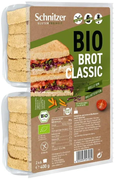 Paine bio alba de toast, fara gluten, 400g Schnitzer Glutenfree
