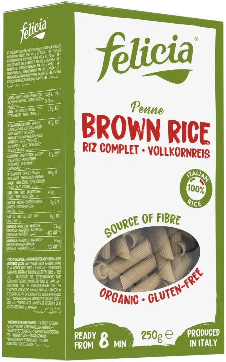 Penne bio din orez brun 250g Felicia