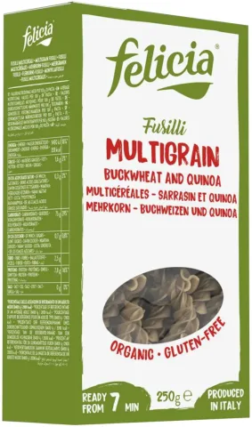 Fusilli bio multicereale din hrisca si quinoa 250g Felicia