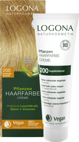 Vopsea de par crema, Blond cupru 200, 150ml Logona