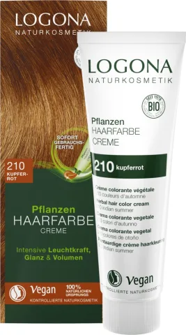 Vopsea de par crema, Rosu cupru 210, 150ml Logona