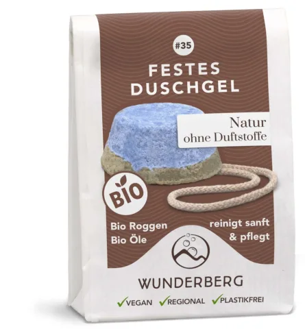 Gel de dus solid bio natural, 80g Wunderberg