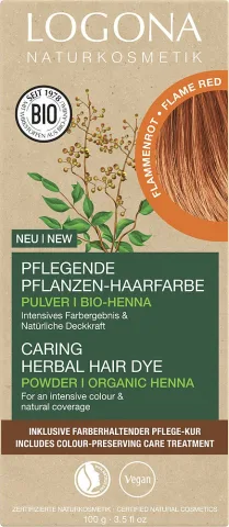 Vopsea de par pulbere, pe baza de plante, rosu foc, 100g Logona