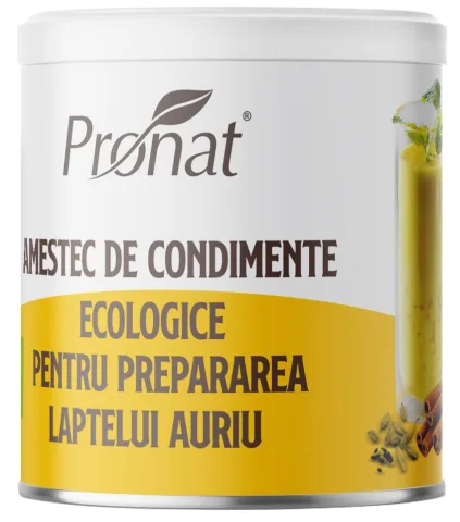 Amestec de condimente bio pentru prepararea Laptelui Auriu, 100g Pronat