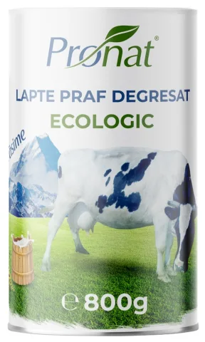 Lapte praf bio degresat, 1% grasime, 800g Pronat