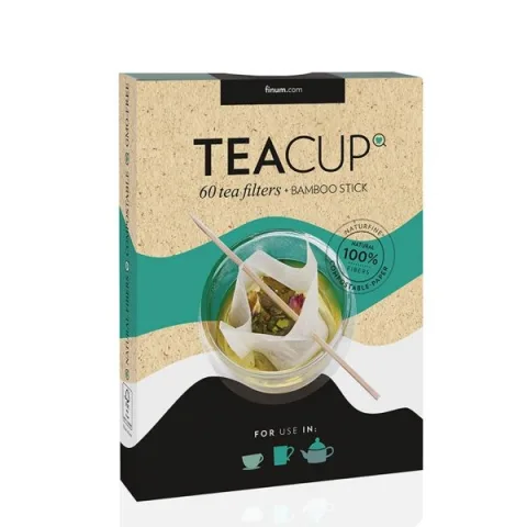 Teacup set, 60 de filtre naturfine pentru ceai + bastonaș de bambus, Finum
