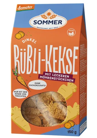 Biscuiti bio din grau spelta fara zahar, cu morcovi, demeter 150g Sommer