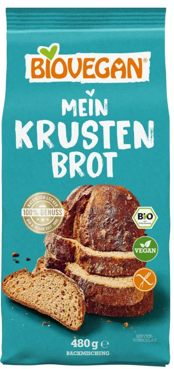 Premix bio pentru paine crustata, fara gluten, 480g Biovegan