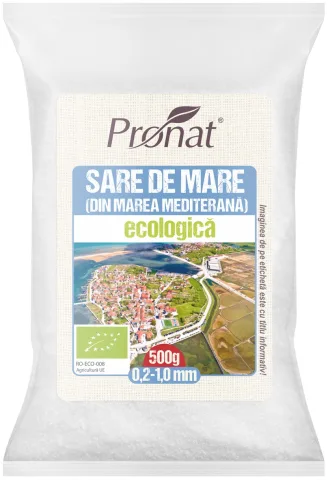 Sare de mare bio (din Marea Mediterana) 500g Pronat