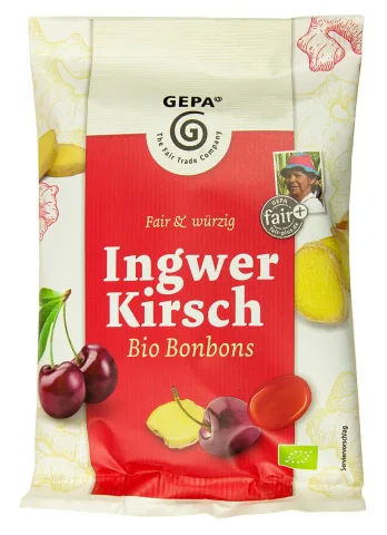 Gepa – Dropsuri bio cu ghimbir si cirese, 100g