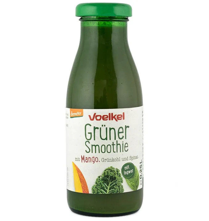 Smoothie verde bio cu mango, varza kale si spanac, 250ml Voelkel