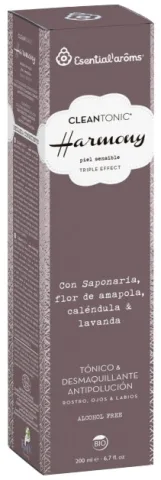 Lotiune tonica si demachiant bio pentru fata, ochi si buze, Cleantonic Harmony, 200ml Esentialaroms